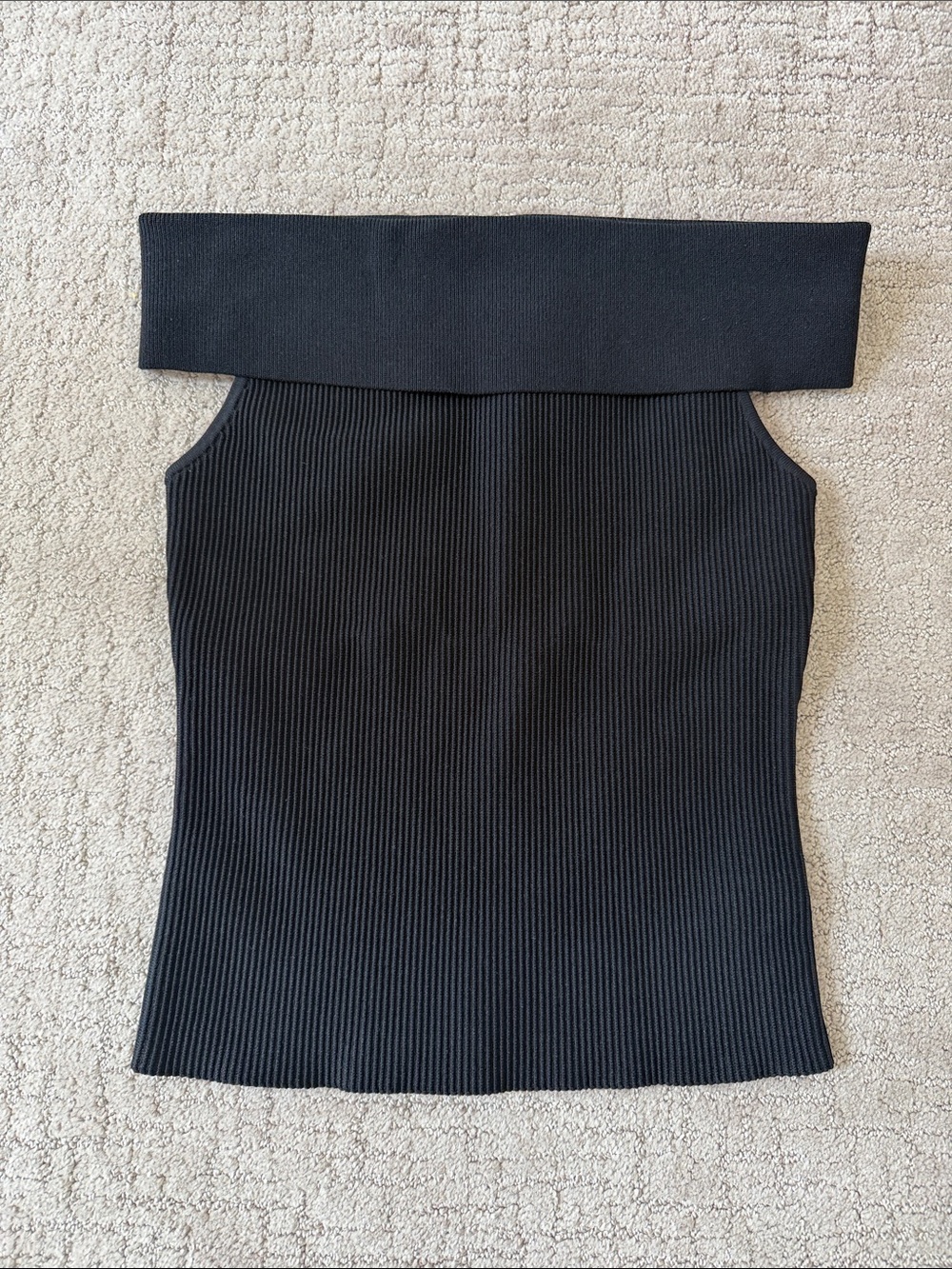 Babaton Sculpt Knit Off-Shoulder Top in Black - NWT